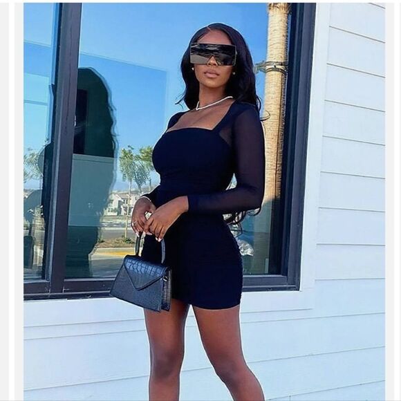 NEW Fashion Nova Oh So Fresh Ruched Mesh Mini Dress in Black Size XS - Picture 11 of 11